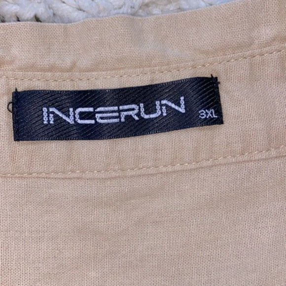 Incerun tan linen blend top size 3X - Picture 4 of 8